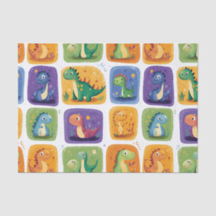 Cute Dinosaur Collage Pattern – Fun & Playful Dino Tissue Paper