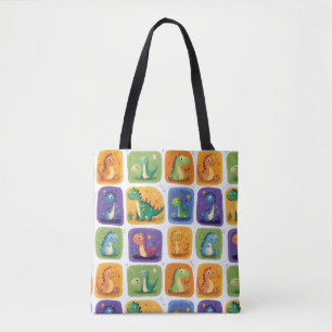 Cute Dinosaur Collage Pattern – Fun & Playful Dino Tote Bag
