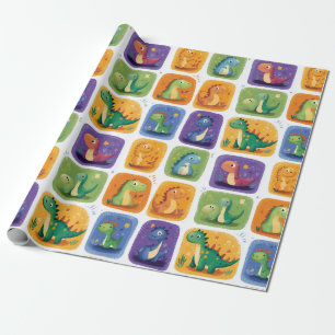Cute Dinosaur Collage Pattern – Fun & Playful Dino Wrapping Paper