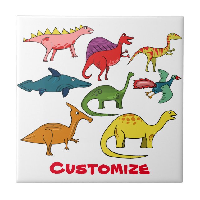 Cute Dinosaur Collection Thunder_Cove Ceramic Tile (Front)