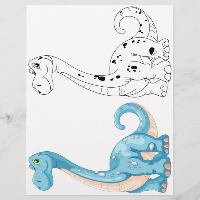 Cute dinosaur colouring page (Front)