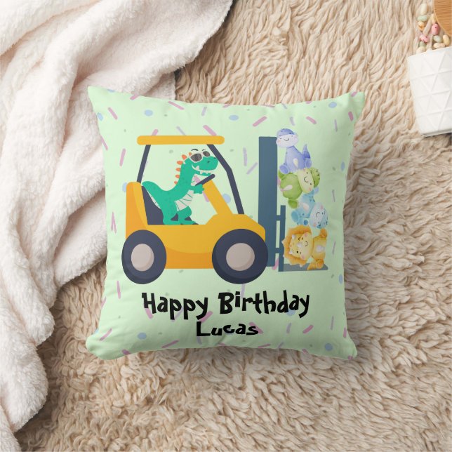 Cute dinosaur Construction Truck boy B2S Birthday  Cushion (Blanket)
