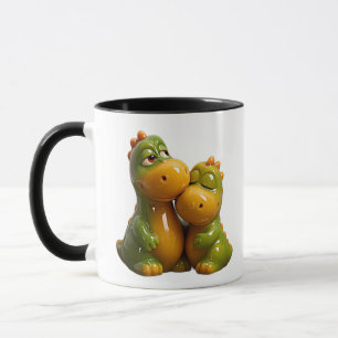 Cute Dinosaur Couple Hug Mug