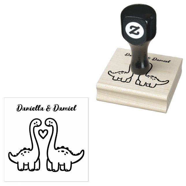 Cute Dinosaur Couple Stamp (Stamped)