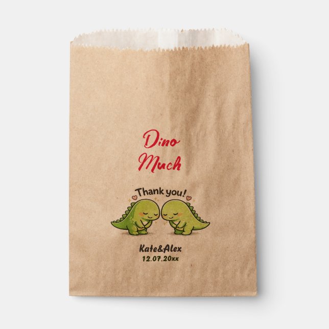 Cute Dinosaur Couple Wedding Thank You Favour Bag (Front)