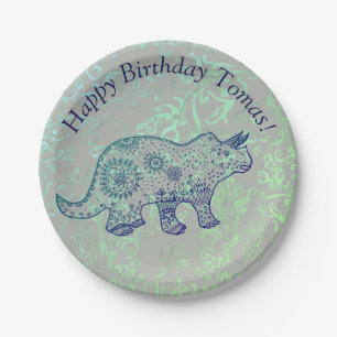 Cute Dinosaur custom birthday  Paper Plates