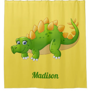 Cute Dinosaur custom name & colour shower curtain