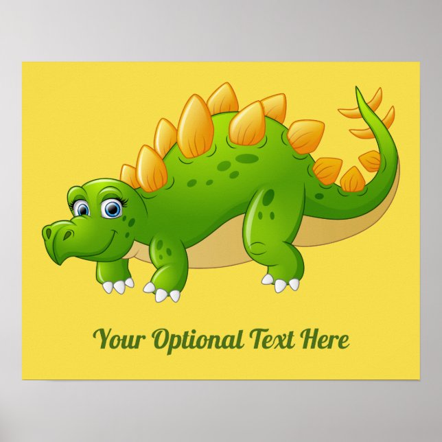 Cute Dinosaur custom text & colour poster (Front)