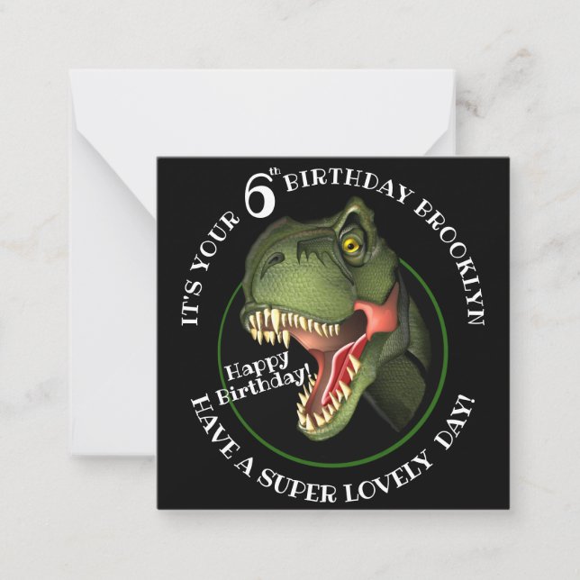 Cute Dinosaur Customised Kid's Age Birthday Card (Front)