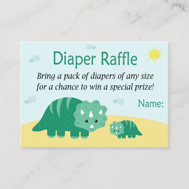 Cute Dinosaur Diaper Raffle Tickets (Front)