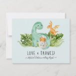 Cute Dinosaur Dino Thank You Note Baby Boy Shower<br><div class="desc">"Cute Dinosaur Dino Thank You Note Baby Boy Shower." You can use this invitation for any event you would like. All text areas are template fields. This design features CUTE and cuddly Mummy and baby dinosaurs in a Jungle of leaf foliage. Art created by HeyIamAlice, Graphically designed by internationally known...</div>