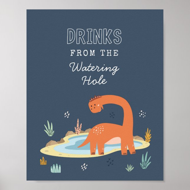 Cute Dinosaur Drink Sign (Front)