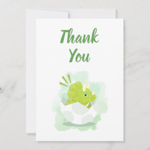 Cute Dinosaur Egg Green Watercolor Baby Shower Thank You Card