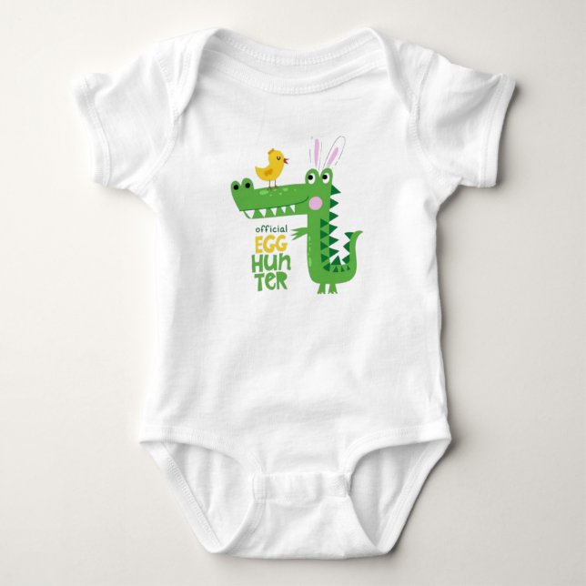 Cute Dinosaur Egg Hunter Baby Bodysuit (Front)
