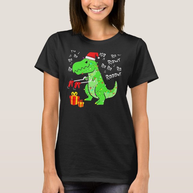 Cute Dinosaur Fa Ra Ra Rawr Rawr Christmas Rex Xma T-Shirt (Front)