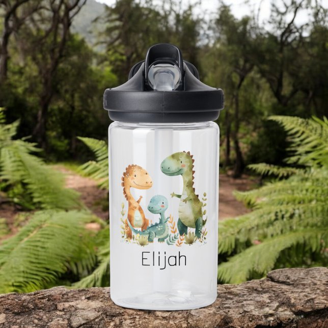 Cute Dinosaur Family Personalised Kids Water Bottle (Creator Uploaded)