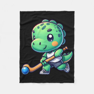 Cute Dinosaur Field Hockey Team Player  Fleece Blanket