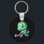 Cute Dinosaur Field Hockey Team Player  Key Ring<br><div class="desc">Cute Dinosaur Field Hockey Team Player</div>