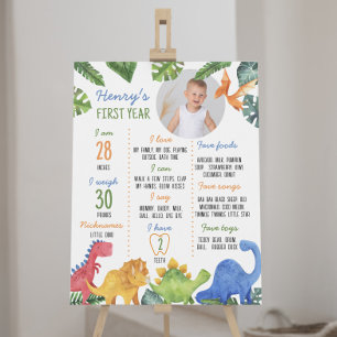Cute Dinosaur First Birthday Milestone Sign