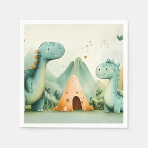 Cute Dinosaur Friends in a Prehistoric Paradise Napkin
