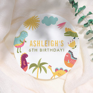 Cute Dinosaur Gender-Neutral Birthday Party Paper Plate