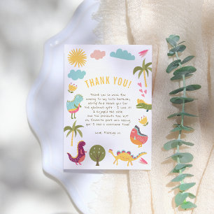 Cute Dinosaur Gender-Neutral Birthday Party Thank You Card