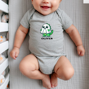 Cute Dinosaur Ghost Halloween Baby Boy Bodysuit