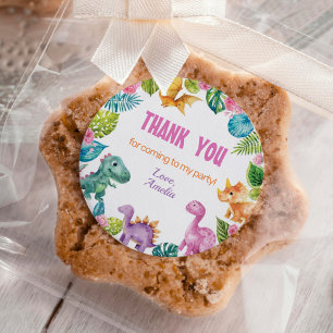 Cute Dinosaur Girl Birthday Classic Round Sticker