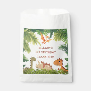 Cute Dinosaur Greenery Birthday Party Favour Bag