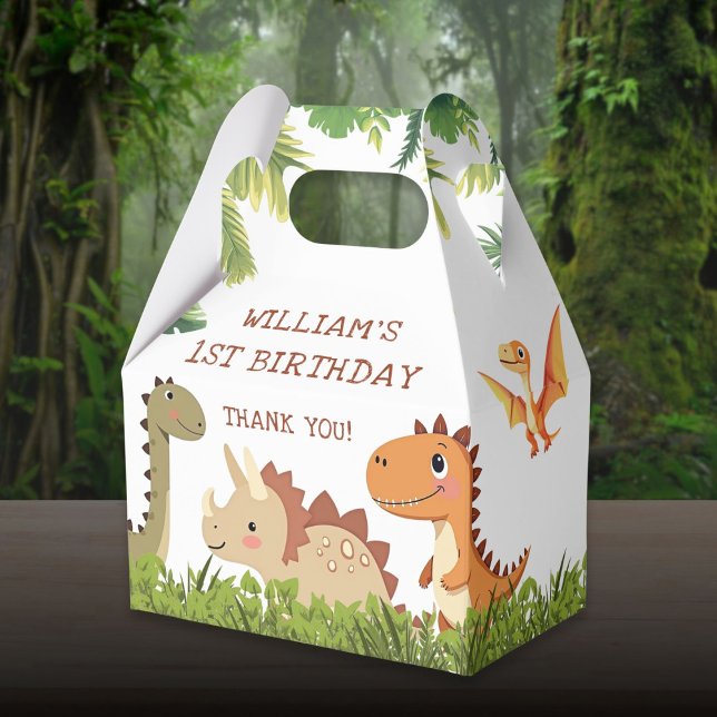 Cute Dinosaur Greenery Birthday Party Favour Box (Cute Dinosaur Greenery Birthday Party Favor Box)