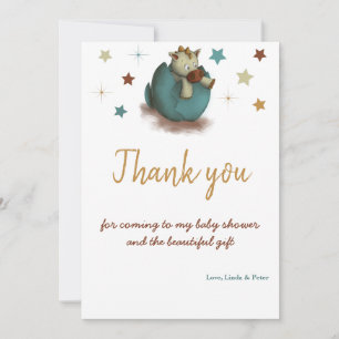 Cute Dinosaur Hatching Neutral Baby Shower  Thank You Card