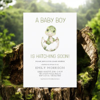 Cute Dinosaur Hatching Soon Baby Boy Shower