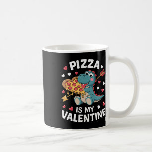 Cute Dinosaur Holding Pizza For A Fun Valentine's Coffee Mug