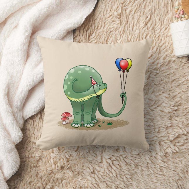 Cute Dinosaur Holding the Balloons Cushion (Blanket)
