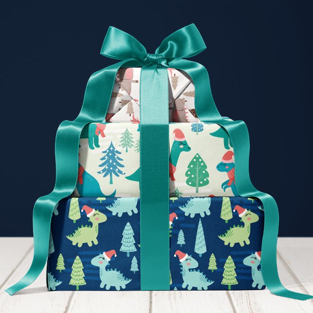 Cute Dinosaur Holiday Christmas Wrapping Paper Sheet (Creator Uploaded)