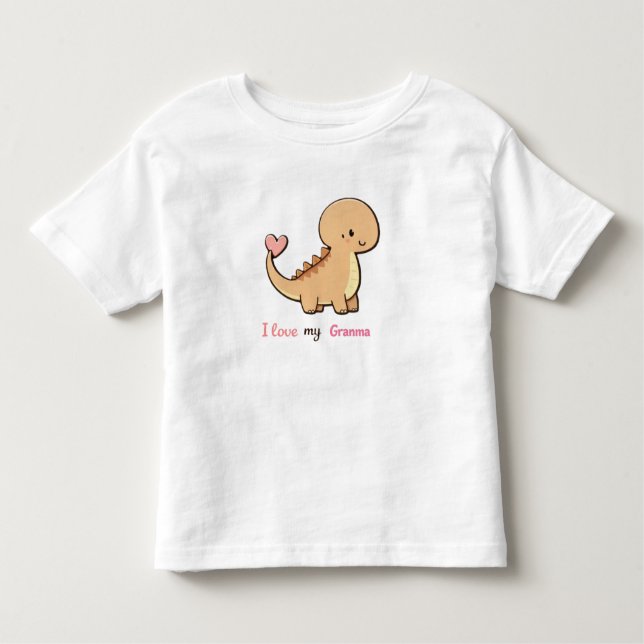 Cute Dinosaur I Love My Granma Toddler Shirt | Gra (Front)