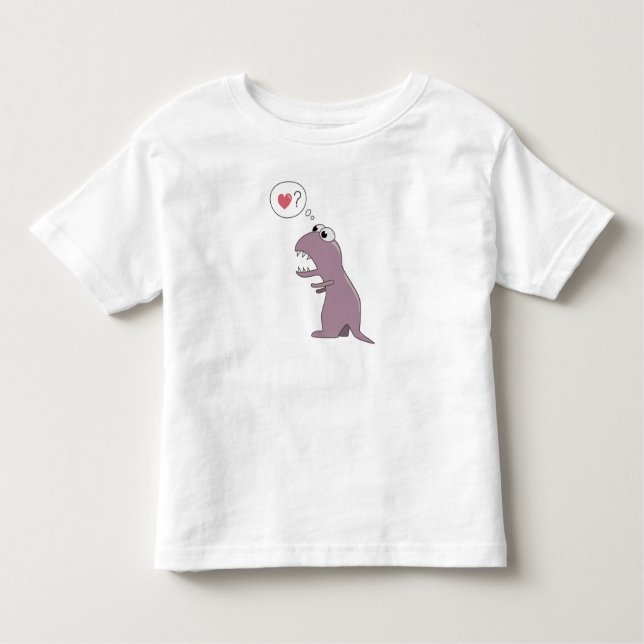 Cute Dinosaur In Love Cartoon Toddler T-Shirt (Front)