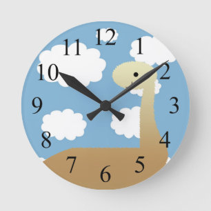 Cute Dinosaur in the Clouds Wall Clock