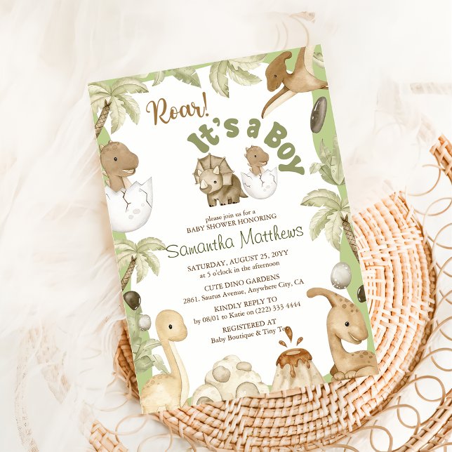 Cute Dinosaur 'It's a Boy' Baby Shower  Invitation (Creator Uploaded)