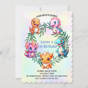 Cute dinosaur jungle School kids birthday party Invitation