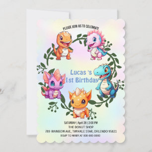 Cute dinosaur jungle School kids birthday party Invitation