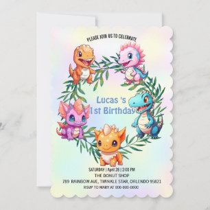 Cute dinosaur jungle School kids birthday party Invitation
