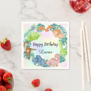 Cute dinosaur jungle School kids Birthday party Napkin