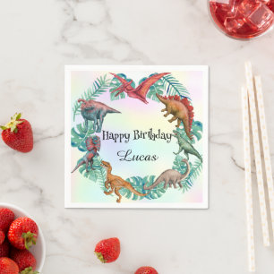 Cute dinosaur jungle School kids Birthday party  Napkin