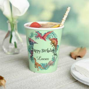 Cute dinosaur jungle School kids Birthday party  Paper Cups
