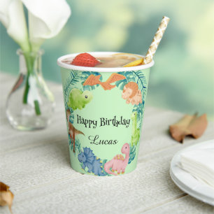 Cute dinosaur jungle School kids Birthday party Paper Cups