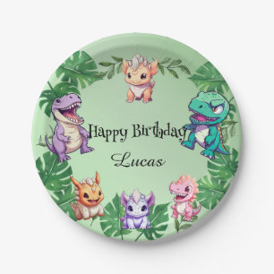 Cute dinosaur jungle School kids Birthday party  Paper Plate