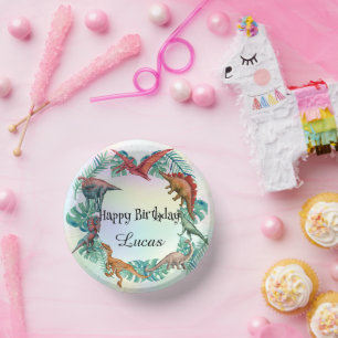 Cute dinosaur jungle School kids Birthday party  Paper Plate