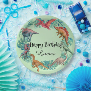 Cute dinosaur jungle School kids Birthday party  Paper Plate