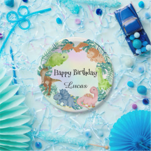 Cute dinosaur jungle School kids Birthday party  Paper Plate